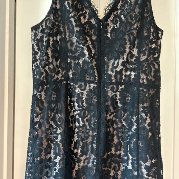 Loft size 8 Double V-neck Lace Overlay Dress Like New back zip - Picture 3 of 4